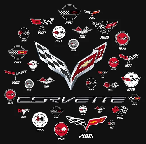 Vista 5 de JH DESIGN GROUP Mens Corvette T-Shirt C7 C6 C5 C4 C3 C2 C1 Collage Black Shirt
