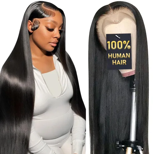 Vista 12 de Pelucas de encaje frontal HD de 13 x 6 pulgadas, densidad del 250 %, cabello humano 100% humano, sin pegamento, pelucas de cabello humano lacio