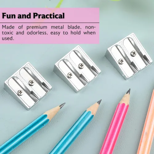 Vista 3 de BAZIC Products Sacapuntas de metal plateado de doble cuchilla, lápices de tamaño estándar y jumbo, sacapuntas de doble hoja (paquete de 3), 24 Metal