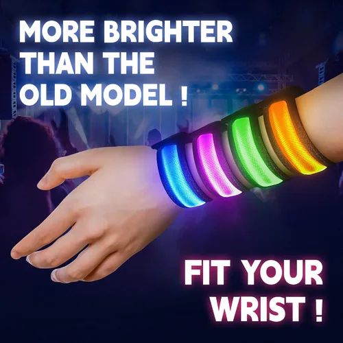 Vista 3 de KIRALUMI 8 pulseras LED que brillan en la oscuridad, pulseras de fiesta de Halloween que brillan en la oscuridad, suministros para Navidad