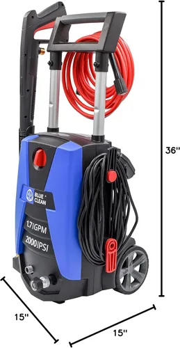 Vista 12 de AR Blue Clean BC383HS Lavadora a Presión Eléctrica - 2000 PSI, 1.7 GPM, 13 Amperios, Accesorios de Conexión Bayoneta, Mango Telescópico