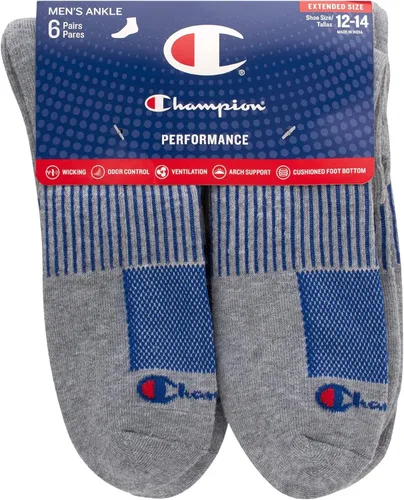 Vista 2 de Champion Mens Socks, Performance Moisture Wicking Ankle Socks for Men, 6-Pack