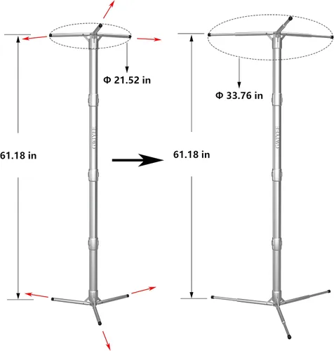 Vista 2 de Perchero plegable de aluminio para ropa, Porbatle Tendedero de ropa, Estante de secado de lavandería, Perchero plegable
