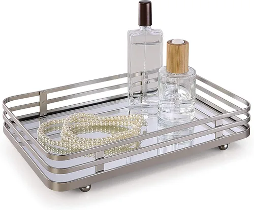 Vista 6 de SunnyPoint Bandeja decorativa clásica para espejo de maquillaje (oro pulido)