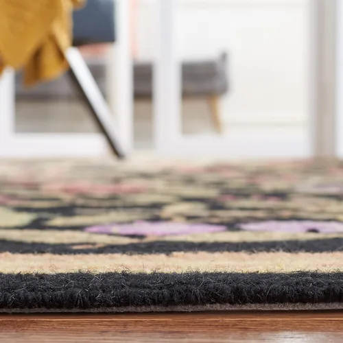 Vista 4 de SAFAVIEH Chelsea Collection - Alfombra decorativa de 1 pies 8 pulgadas x 2 pies 6 pulgadas, color negro, lana de campo francesa enganchada a mano