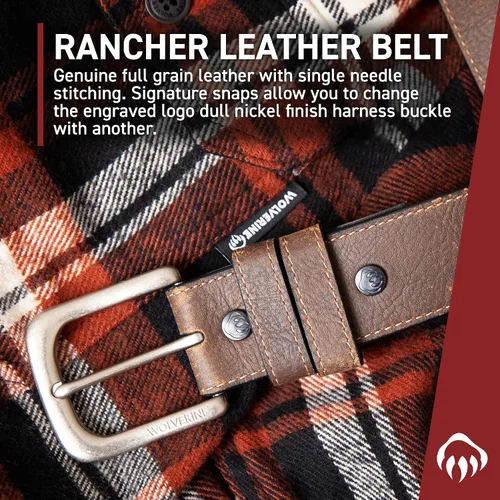 Vista 5 de Wolverine Men's Full Grain Leather Workwear Heavy Duty Durable Everyday Classic Casual Metal Buckle