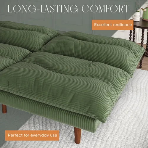 Vista 7 de LLappuil Sofá cama futón, sofá futón de 69 pulgadas con respaldo ajustable, sofá cama convertible de pana, reclinable plegable, sofá biplaza