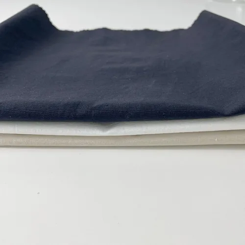 Vista 3 de Tela elástica de nailon de algodón de lino azul marino Calidad premium para moda, costura y decoración del hogar