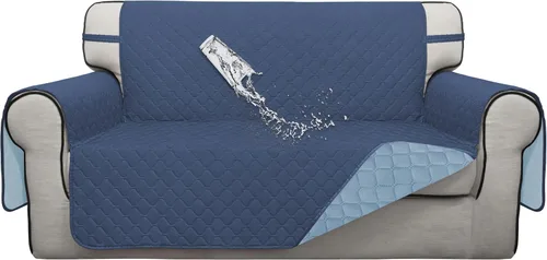 Vista 72 de ISSUNTEX Fundas de sofá de dos plazas con doble protección 100% impermeables para sala de estar, fundas para sofá de 2 cojines, protector de muebles