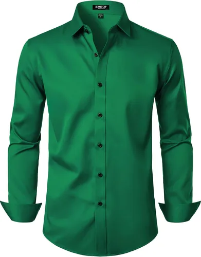 Vista 27 de JEMITOP Mens Stretch Wrinkle Free Dress Shirts Naranja quemado