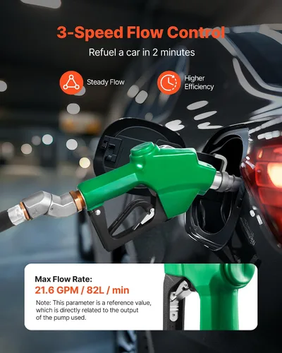 Vista 4 de VEVOR - Boquilla de combustible automática de 1 pulgada NPT, tasa de flujo máxima de 21.6 GPM, boquilla de bomba de gasolina diesel con apagado