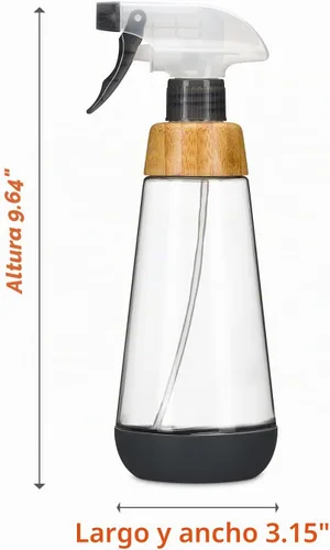 Vista 6 de Full Circle Botella de servicio recargable - Botella de spray de vidrio para limpieza - Opciones versátiles de chorro y neblina, bambú, tapón