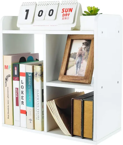 Vista 15 de PAG Organizador de Escritorio Estante de Escritorio Estantería Ajustable de Encimera Estantes de Mesa Pequeños Organizador de Libros Organización