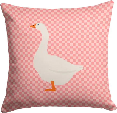 Vista 186 de Caroline's Treasures BB8163PW1414 Beltsville - Almohada decorativa de tela a cuadros pequeños, color blanco, pavo y gallina azul, lavable a máquina