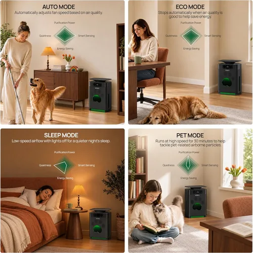 Vista 7 de KNKA Purificador de aire para mascotas para el hogar, mascotas