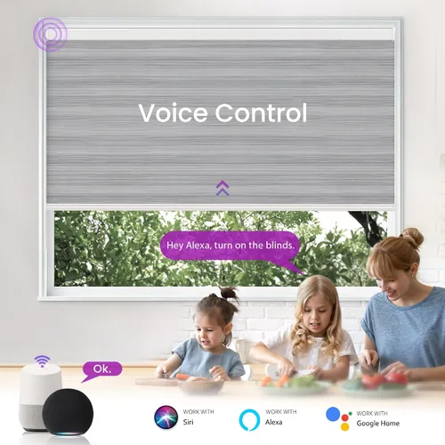 Vista 3 de Persianas motorizadas de cebra, persianas inteligentes Astomi con control remoto, control de voz, funciona con Apple Homekit, Google Home, Alexa