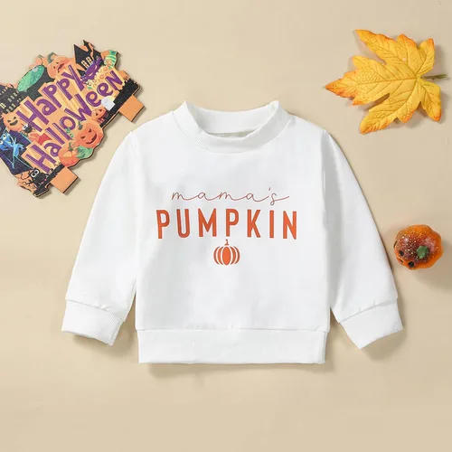 Vista 3 de Omkzanbi Mama & Mamas Pumpkin - Sudadera de manga larga para Halloween, Acción de Gracias, mamá y yo, traje familiar a juego