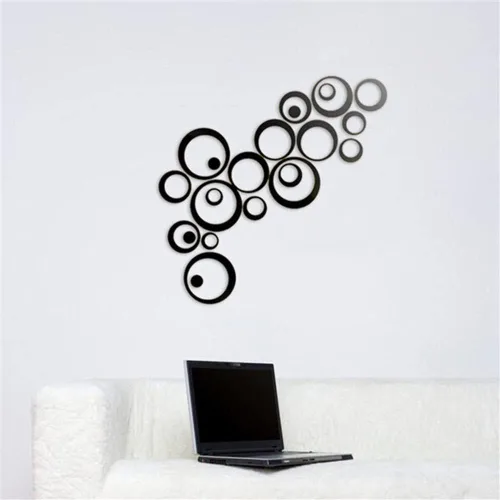 Vista 2 de 24 calcomanías de pared de espejo circular acrílico, removibles autoadhesivas, espejo acrílico, decoración de pared redonda para sala de estar