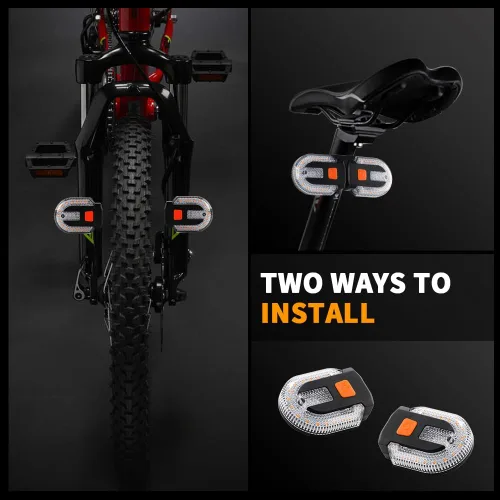 Vista 4 de Luz trasera de bicicleta con señal de giro, luces traseras de bicicleta divididas, luces traseras de bicicleta recargables por USB para ciclismo