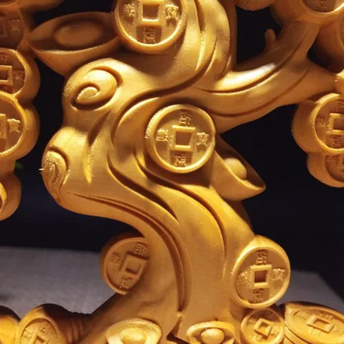 Vista 4 de Adornos de árbol de monedas para riqueza y suerte, escultura de árbol de dinero de madera maciza, decoración de oficina en casa, estatua de árbol