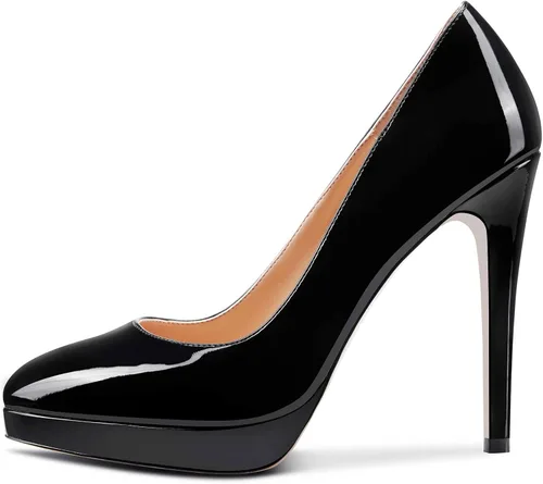 Vista 2 de Aachcol Zapatos de tacón alto con plataforma para mujer, zapatos de tacón alto con puntera puntiaguda, para boda, oficina, fiesta, clásico, 5