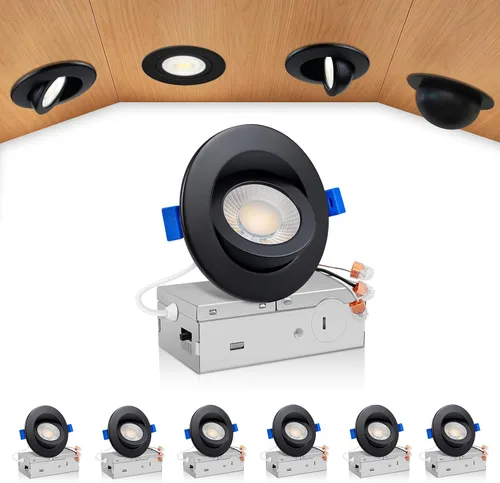 Vista 30 de zouzai Mini luz LED de cardán ajustable de 2 pulgadas, 5CCT seleccionable, rotación de 360° e inclinación de 90° para iluminación precisa Blanco
