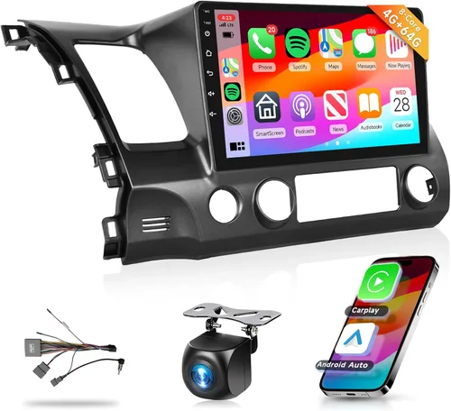 Vista 9 de Estéreo de coche 4G 64G para Honda Civic 2006-2011 Radio con pantalla táctil IPS de 10.1 pulgadas 1280x720 Radio AI DSP 36EQ Carplay inalámbrico