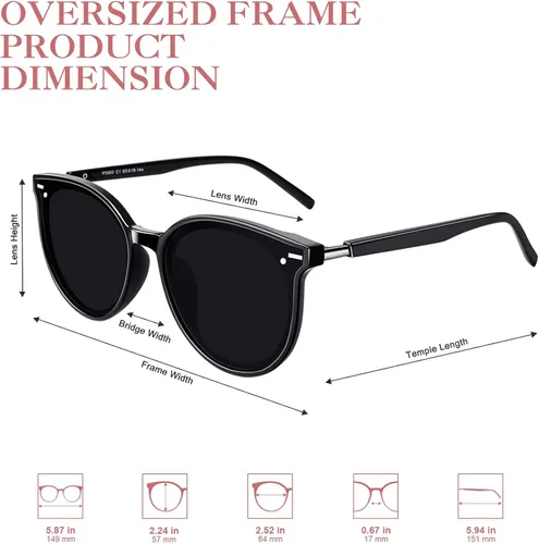 Vista 5 de GQUEEN Retro Oversized Sunglasses Womens Trendy Polarized Vintage Shades