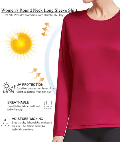 Vista 2 de HIBETY 3 Pack Women's UPF 50+ Sun Protection Shirts, Workout Gym Long Sleeve Shirts, Quick Dry Tops