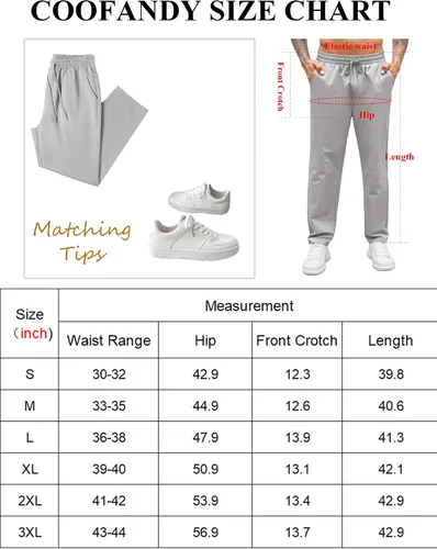 Vista 6 de COOFANDY Pantalones casuales con cordón para hombre, ajuste regular, cintura elástica, algodón básico, pierna recta, pantalones cargo