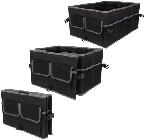 Vista 4 de Stalwart Organizador de coche – Caja de almacenamiento plegable para coche – Organizador de maletero para SUV, camión o sedán con forro inferior