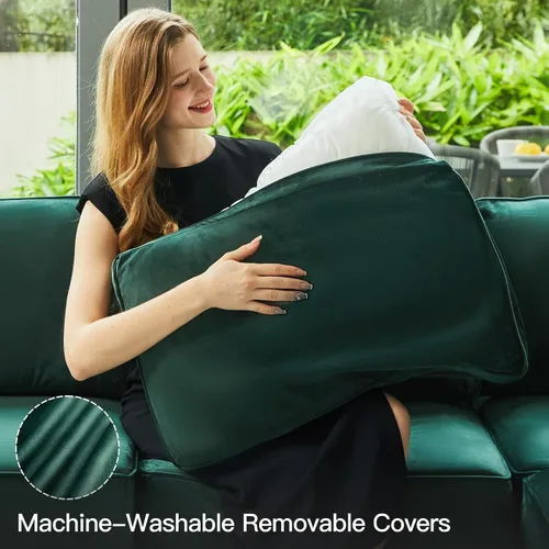 Vista 4 de Belffin - Sofá modular en forma de U, con asiento de almacenamiento, reversible, con tumbona, de terciopelo, color verde