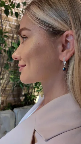 Vista 9 de Aretes de perlas de plata de ley 925 de pavo, hipoalergénicos, aretes de gota de perlas finas, regalo para mujer, Plata, Topacio amarillo