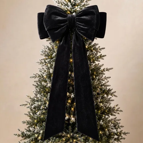 Vista 4 de Arco gigante de terciopelo para decoración de árbol de Navidad, 39 x Negro