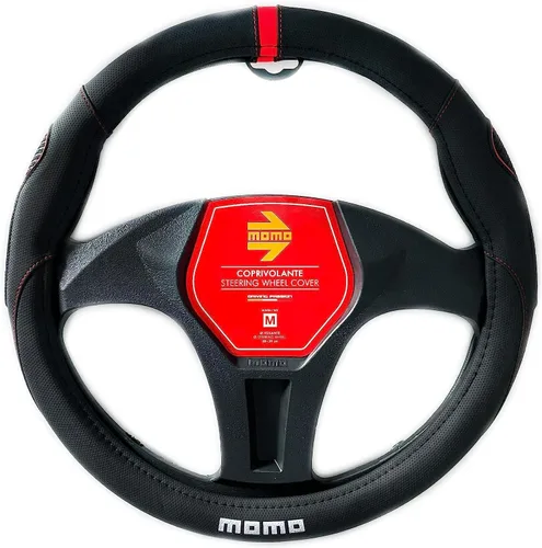 Vista 3 de MOMO Funda universal para volante de carbono, color negro y rojo