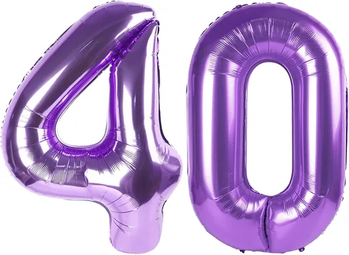 Vista 28 de Globos con números de 40 pulgadas, color negro, para decoraciones de cumpleaños de 10 a 100 años Jumbo 40In & Vibrant Color, With Hanging Holes