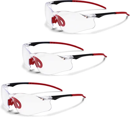 Vista 10 de Gafas de seguridad transparentes, paquete de 3, gafas protectoras con protección UV ANSI Z87.1, gafas de seguridad resistentes a arañazos e