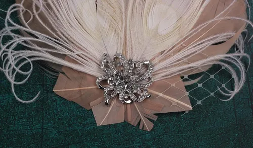 Vista 6 de Cizoe Fascinators 20s Gatsby Flapper Acessories Art Deco Party Accessory Peacock Feather Alligator Clip