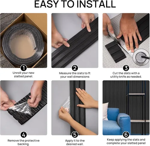 Vista 9 de 4 rollos de paneles de pared de láminas de PVC para despegar y pegar, panel de papel tapiz de grano de madera sintética grueso autoadhesivo de 4 x