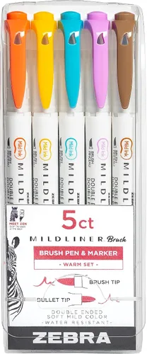 Vista 9 de Zebra Pen, Mildliner 79105 - Bolígrafos de doble punta, 5 colores surtidos, punta fina y suave, tinta suave que no se traspasa a través de la tinta