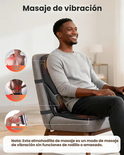 Vista 2 de COMFIER Masajeador de espalda con vibración con calor, almohadilla de silla de masaje térmica, cojín de asiento de masaje, almohadilla masajeadora