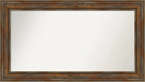 Vista 221 de Amanti Art Espejo de baño marrón para sobre fregadero, 26 x 26 pulgadas, espejo de tocador cuadrado marrón rústico Alexandria, marco de madera