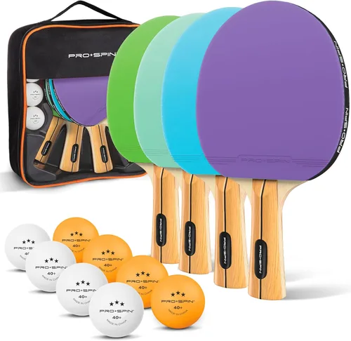 Vista 12 de PRO-SPIN Palas de Ping Pong - Set de alto rendimiento con raquetas de tenis de mesa premium, pelotas de ping pong de 3 estrellas, estuche