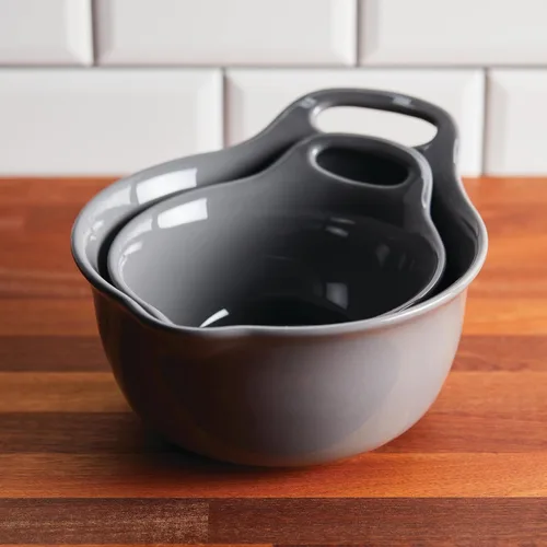 Vista 7 de Rachael Ray Ceramics - Juego de cuencos para mezclar con boquilla de vertido, 1 cuarto de galón y 2 cuartos de galón, color gris oscuro
