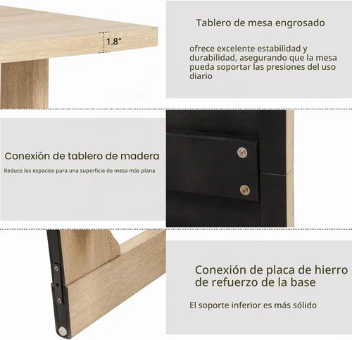 Vista 9 de LUMISOL Juego de mesa de comedor de 6 piezas con banco, juego de mesa de cocina rectangular con base en forma de U, 4 sillas tapizadas y banco