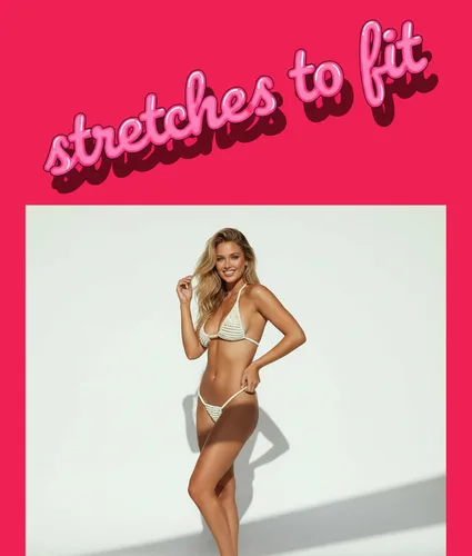 Vista 2 de Conjunto de bikini comestible Candy G-String - Ropa interior comestible divertida y sexy para mujer. Bragas y brasier de caramelo
