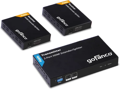 Vista 10 de gofanco Divisor extensor HDMI 4K30Hz 1x2 sobre CAT6/7 (HD14Ext-2P v2.0)