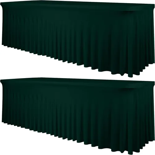 Vista 28 de fani Paquete de 2 faldas de mesa elásticas negras para mesa rectangular de 6 pies, manteles elásticos de elastano lavables con falda, mantel