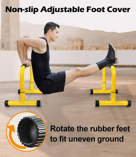 Vista 6 de TABEKE Barra de Flexiones, Barras Paralelas de Calistenia de Acero de 14'' de Altura con Mango de Espuma de Cobertura Completa y Barra de Inmersión