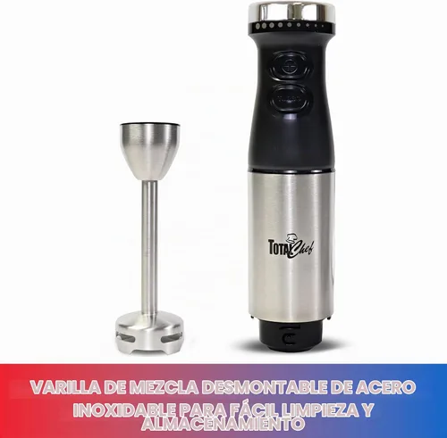 Vista 6 de Total Chef Batidora de inmersión - Mezclador eléctrico de mano con eje de acero inoxidable, velocidad variable para batidos, sopas, batidos